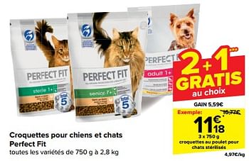 Promoties Croquettes au poulet pour chats stérilisés - Perfect Fit  - Geldig van 08/05/2024 tot 21/05/2024 bij Carrefour