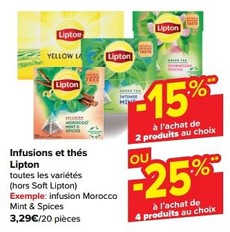 Promoties Infusion morocco mint + spices - Lipton - Geldig van 08/05/2024 tot 21/05/2024 bij Carrefour