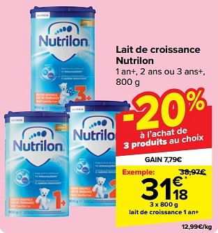 Promotions Lait de croissance 1 an+ - Nutrilon - Valide de 08/05/2024 à 21/05/2024 chez Carrefour