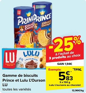Promoties Lulu l’oursons au chocolat - Lu - Geldig van 08/05/2024 tot 21/05/2024 bij Carrefour