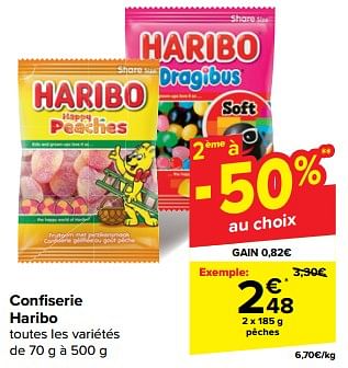 Promoties Pêches - Haribo - Geldig van 08/05/2024 tot 21/05/2024 bij Carrefour