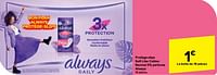 Promotions Protège-slips soft like cotton normal 0% perfume always - Always - Valide de 08/05/2024 à 21/05/2024 chez Carrefour
