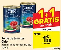 Promotions Pulpe de tomates cirio - CIRIO - Valide de 08/05/2024 à 21/05/2024 chez Carrefour