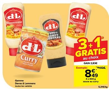 Promoties Sauce au curry - Devos Lemmens - Geldig van 08/05/2024 tot 21/05/2024 bij Carrefour