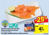 Promotions Saumon fumé de norvège filière qualité carrefour - Produit maison - Carrefour  - Valide de 08/05/2024 à 21/05/2024 chez Carrefour