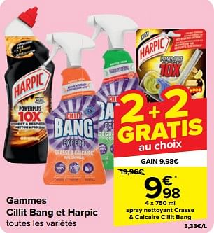Promoties Spray nettoyant crasse + calcaire cillit bang - Cillit Bang - Geldig van 08/05/2024 tot 21/05/2024 bij Carrefour