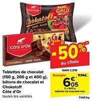 Promotions Tablette de chocolat noir - Cote D'Or - Valide de 08/05/2024 à 21/05/2024 chez Carrefour