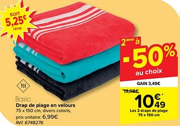 Promoties Drap de plage en velours - Tex - Geldig van 08/05/2024 tot 21/05/2024 bij Carrefour
