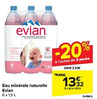 Promotions Eau minérale naturelle evian - Evian - Valide de 08/05/2024 à 21/05/2024 chez Carrefour