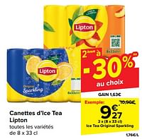 Promotions Ice tea original sparkling - Lipton - Valide de 08/05/2024 à 21/05/2024 chez Carrefour