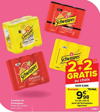 Promoties Pack de schweppes agrumes - Schweppes - Geldig van 08/05/2024 tot 21/05/2024 bij Carrefour