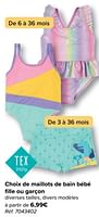 Promotions Choix de maillots de bain bébé fille ou garçon - Tex Baby - Valide de 08/05/2024 à 21/05/2024 chez Carrefour