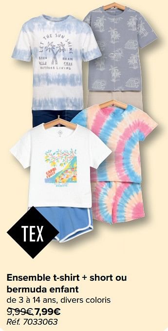 Promoties Ensemble t-shirt + short ou bermuda enfant - Tex - Geldig van 08/05/2024 tot 21/05/2024 bij Carrefour