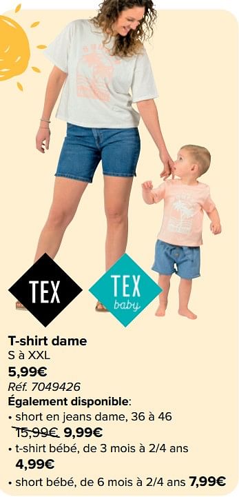 Promoties T-shirt dame - Tex - Geldig van 08/05/2024 tot 21/05/2024 bij Carrefour