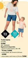 Promotions T-shirt dame - Tex - Valide de 08/05/2024 à 21/05/2024 chez Carrefour
