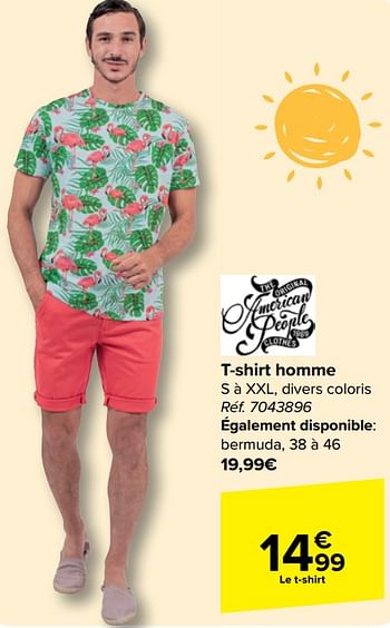 Promotions T-shirt homme - American People  - Valide de 08/05/2024 à 21/05/2024 chez Carrefour