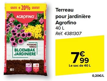 Promoties Terreau pour jardinière agrofino - Agrofino - Geldig van 08/05/2024 tot 21/05/2024 bij Carrefour