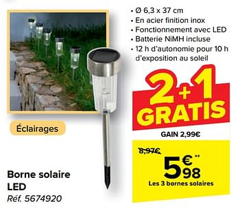 Promoties Borne solaire led - Huismerk - Carrefour  - Geldig van 08/05/2024 tot 21/05/2024 bij Carrefour