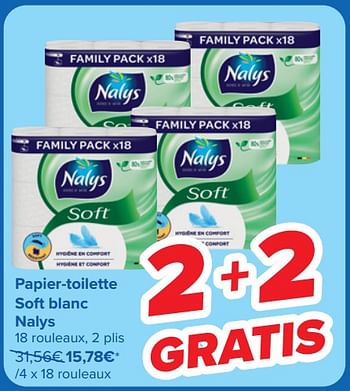 Promotions Papier-toilette soft blanc nalys - Nalys - Valide de 08/05/2024 à 21/05/2024 chez Carrefour