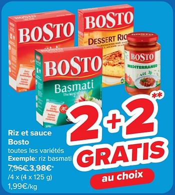 Promoties Riz basmati - Bosto - Geldig van 08/05/2024 tot 21/05/2024 bij Carrefour