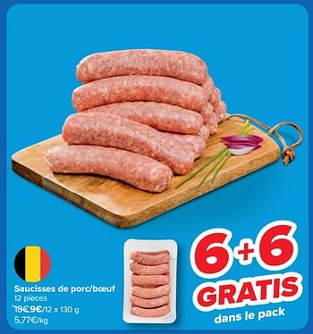 Promoties Saucisses de porc-boeuf - Huismerk - Carrefour  - Geldig van 08/05/2024 tot 21/05/2024 bij Carrefour