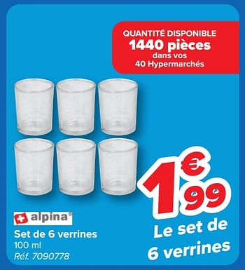 Promoties Set de 6 verrines - Alpina - Geldig van 08/05/2024 tot 21/05/2024 bij Carrefour