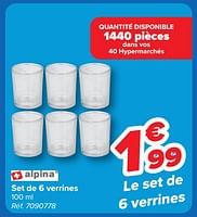 Promotions Set de 6 verrines - Alpina - Valide de 08/05/2024 à 21/05/2024 chez Carrefour