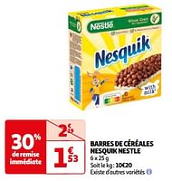 Promotions Barres de céréales nesquik nestle - Nestlé - Valide de 07/05/2024 à 19/05/2024 chez Auchan Ronq