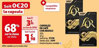 Promotions Capsules de café l`or absolu - Douwe Egberts - Valide de 07/05/2024 à 19/05/2024 chez Auchan Ronq