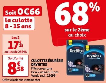 Promotions Culottes énurésie drynites - Huggies - Valide de 07/05/2024 à 19/05/2024 chez Auchan Ronq