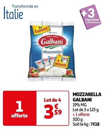 Promoties Mozzarella galbani - Galbani - Geldig van 07/05/2024 tot 19/05/2024 bij Auchan