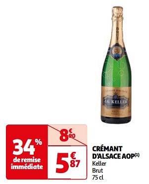 Promoties Crémant d`alsace aop keller brut - Schuimwijnen - Geldig van 07/05/2024 tot 19/05/2024 bij Auchan