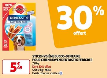 Promotions Stick hygiène bucco-dentaire pour chien moyen dentastix pedigree - Pedigree - Valide de 07/05/2024 à 19/05/2024 chez Auchan Ronq
