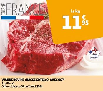 Promotions Viande bovine basse côte avec os - Produit Maison - Auchan Ronq - Valide de 07/05/2024 à 19/05/2024 chez Auchan Ronq