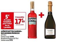 Promotions Apéritif bitter campari + riccadonna prosecco - Produit Maison - Auchan Ronq - Valide de 07/05/2024 à 19/05/2024 chez Auchan Ronq