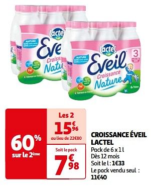 Promoties Croissance éveil lactel - Lactel - Geldig van 07/05/2024 tot 19/05/2024 bij Auchan