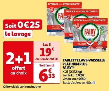 Promotions Tablette lave-vaisselle platinum plus fairy - Fairy - Valide de 07/05/2024 à 19/05/2024 chez Auchan Ronq
