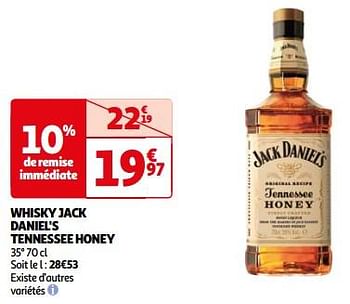 Promotions Whisky jack daniel`s tennessee honey - Jack Daniel's - Valide de 07/05/2024 à 19/05/2024 chez Auchan Ronq