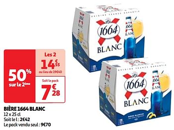 Promotions Bière 1664 blanc - Kronenbourg - Valide de 07/05/2024 à 13/05/2024 chez Auchan Ronq