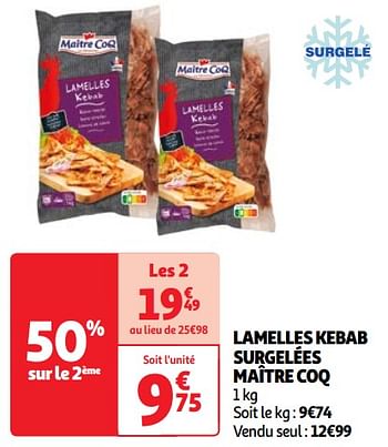 Promotions Lamelles kebab surgelées maître coq - Maitre Coq - Valide de 07/05/2024 à 13/05/2024 chez Auchan Ronq