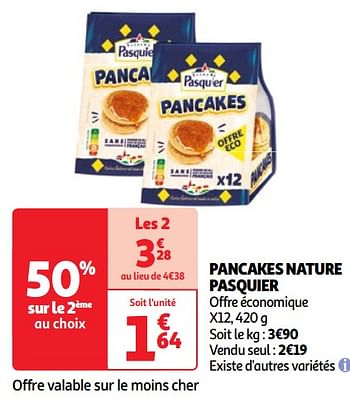 Promotions Pancakes nature pasquier - Brioche pasquier - Valide de 07/05/2024 à 13/05/2024 chez Auchan Ronq