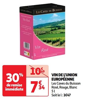 Promotions Vin de l`union européenne les caves du buisson rosé, rouge, blanc - Vins rosé - Valide de 07/05/2024 à 13/05/2024 chez Auchan Ronq