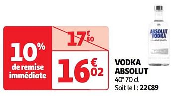 Promotions Vodka absolut - Absolut - Valide de 07/05/2024 à 13/05/2024 chez Auchan Ronq