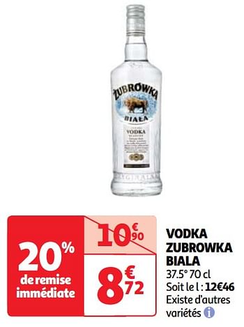 Promoties Vodka zubrowka biala - Zubrowka - Geldig van 07/05/2024 tot 13/05/2024 bij Auchan