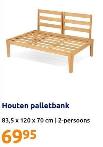 Promotions Houten palletbank - Produit Maison - Action - Valide de 08/05/2024 à 14/05/2024 chez Action