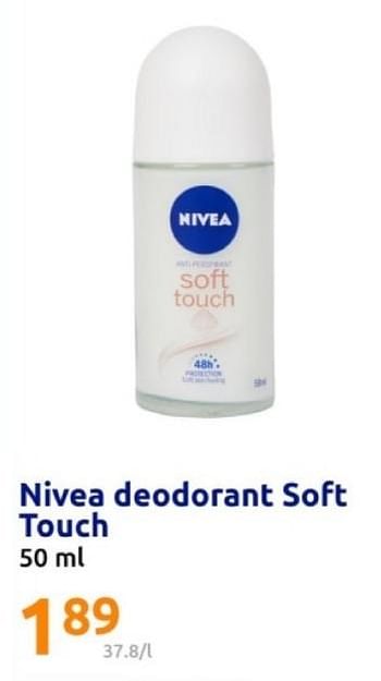 Promotions Nivea deodorant soft touch - Nivea - Valide de 08/05/2024 à 14/05/2024 chez Action