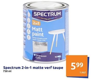 Promotions Spectrum 2 in 1 matte verf taupe - SPECTRUM - Valide de 08/05/2024 à 14/05/2024 chez Action