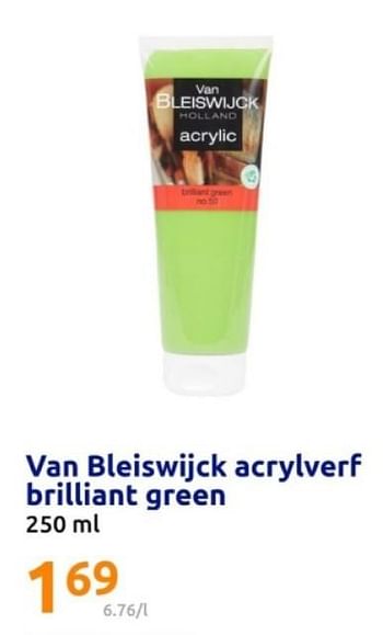 Promoties Van bleiswijck acrylverf brilliant green - Van Bleiswijck - Geldig van 08/05/2024 tot 14/05/2024 bij Action