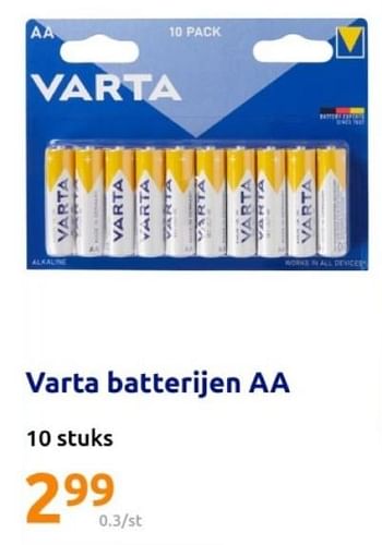 Promoties Varta batterijen aa - Varta - Geldig van 08/05/2024 tot 14/05/2024 bij Action
