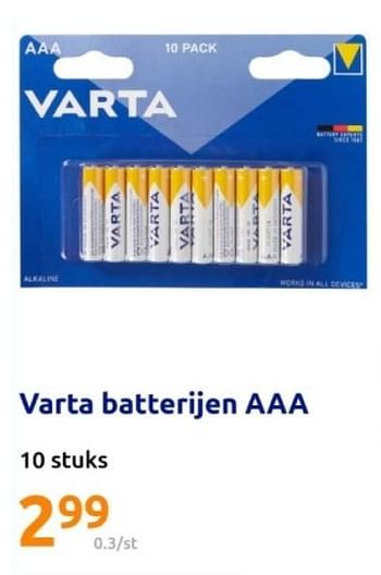 Promotions Varta batterijen aaa - Varta - Valide de 08/05/2024 à 14/05/2024 chez Action